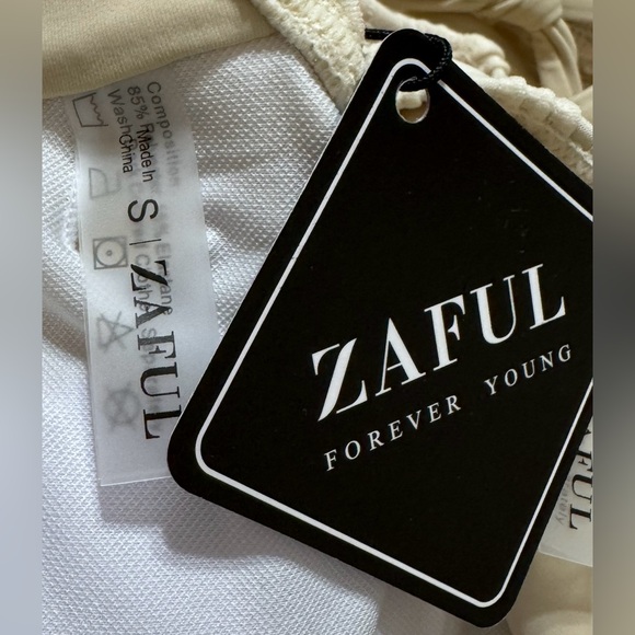 NWT ZAFUL Light Coffee Cinched Textured Knotted Tied Side 2pc Bikini Women’s S - Picture 7 of 10